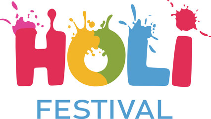 Happy Holi Typography Colorful Festival Vector