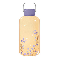 Cute cream purple Watercolor Tumblr Bottle with purple Bell Flowers. stylish bottle adds a cozy and artistic. Earth day 