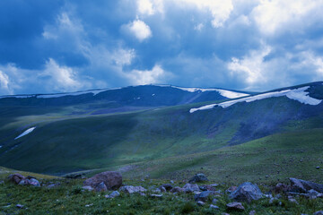 mountain landscape with blue sky and clouds