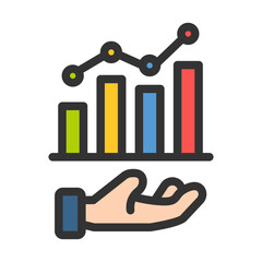 hand graph bar business analytic filled style