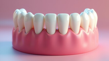 A detailed teeth model showing the upper row of teeth and gums.