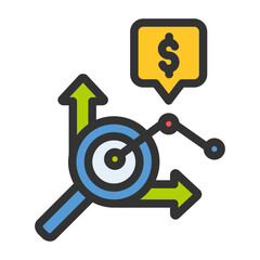 magnifying glass economy business analytic filled style