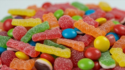 Mixed gummy and chocolate candy