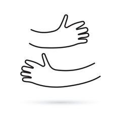 silhouette of a hugging hand outline