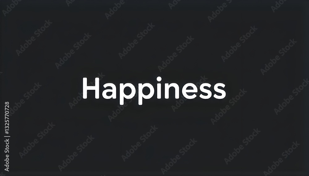 Poster a minimalist design featuring a single word, 'happiness,' in a bold and cheerful font