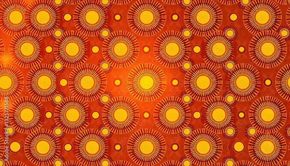 Aufkleber A pattern of interconnected circles in various shades of yellow and orange, creating a warm and uplifting visual, perfect for Happiness day
