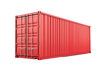Red Shipping Container on Transparent Background