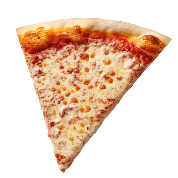 Delicious slice of New York style pizza with cheese and tomato sauce, isolated on transparent background