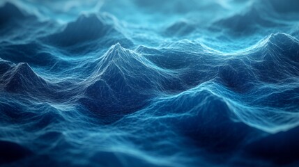 Obraz premium Abstract Blue Data Wave Landscape