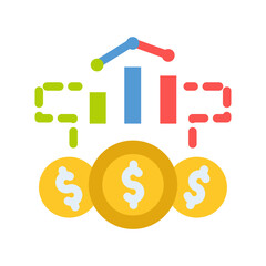 coin finance chart graph business analytic flat style
