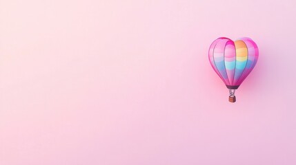 Obraz premium Pastel Pink Heart Shaped Hot Air Balloon