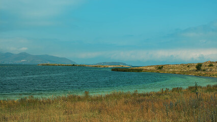 andscape with Sevan lake, clouds and mountains