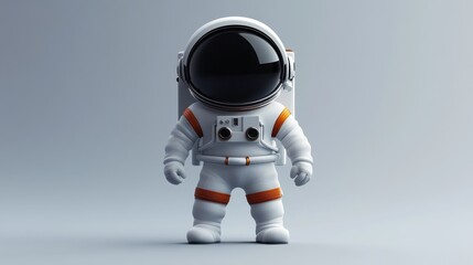 Pixel Art Astronaut in a White and Orange Spacesuit Against a Grey Background
