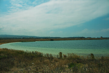 landscape with Sevan  lake, clouds and mountains