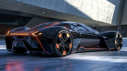 Futuristic Concept Car: This sleek, low-angle shot showcases a cutting-edge concept car, boasting a dynamic design with sharp lines, and aerodynamic contours.