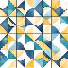 Abstract geometric pattern in blue and gold tones