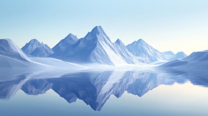 Snowy Mountain Reflection in a Calm Lake
