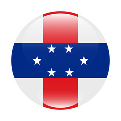 Flag of the Netherlands Antilles. Button flag icon. Standard color. Circle icon flag. 3d illustration. Computer illustration. Digital illustration. Vector illustration.