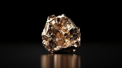 Golden Meteorite: A detailed shot of a raw, uncut, gleaming meteorite, with a natural rugged texture against a dramatic backdrop.