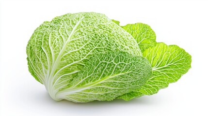 Fototapeta premium Fresh Green Cabbage Isolated Healthy Vegetable Food Photography High Resolution