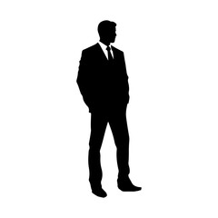 Silhouette of a Businessman, Standing Confidently