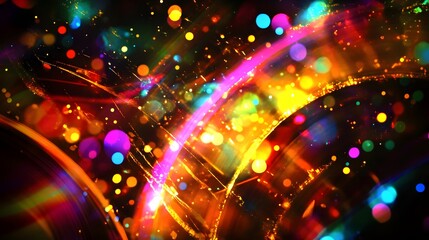 Fototapeta premium Abstract artwork showing a vibrant display of colorful illuminated particles