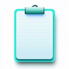 Teal Clipboard with Blank White Paper