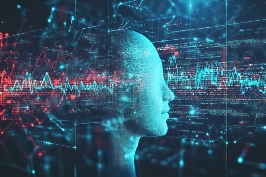A visual concept of voice interaction powered by AI, with text flowing into sound waves on a digital interface, representing speech synthesis and voice technology.