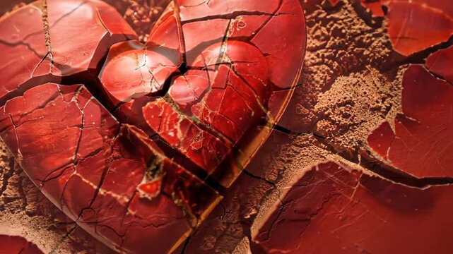 Zerbrochenes Herz auf rissigem Boden