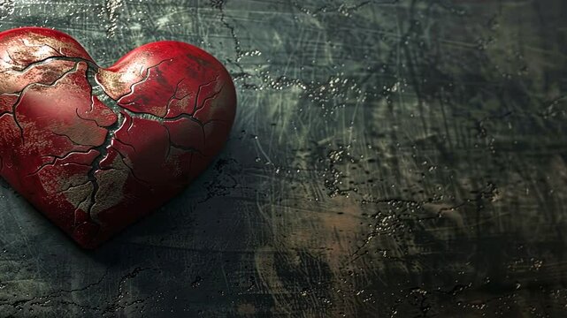 Halb zerbrochenes Herz aus Stein