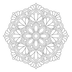 Floral Mandala. Black and White Mandala. Mandala coloring page, vector file