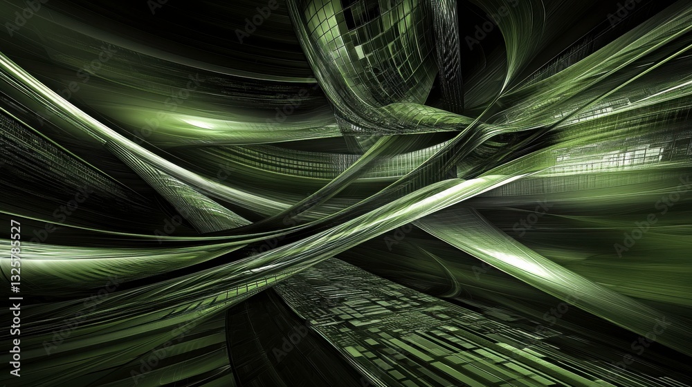 Wall mural vibrant digital urban abstract art with dynamic lines