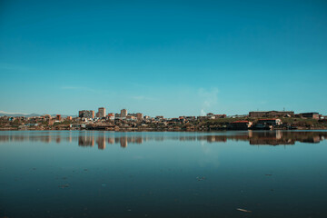 Fototapeta premium Yerevan reflection on the lake