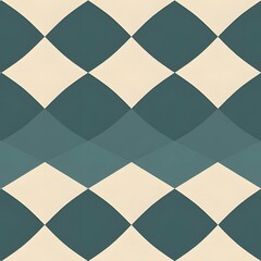 Abstract geometric pattern, teal and cream rhombus shapes, repeating design for backgrounds and wallpaper.