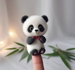 super cute panda on the finger