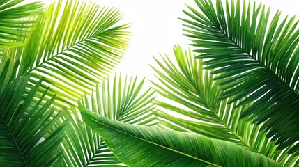 Lush green palm leaves creating a tropical ambiance