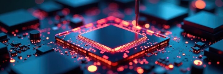 Silicon wafer undergoing automated probe testing , device, contact, production