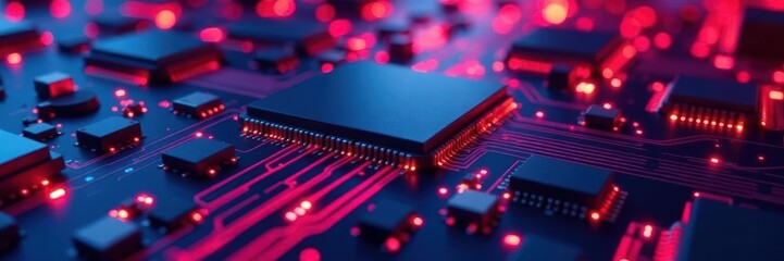 Thin lines depict various electronic components, clean aesthetic, design, components, visual