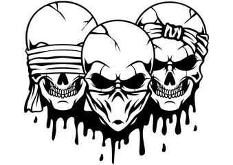 Three Heads Skull