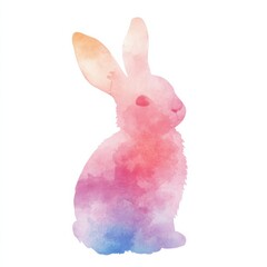 Obraz premium Easter Watercolor illustration of a rabbit in soft pastel colors.
