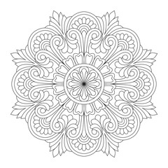 Mandala outline illustration. Anti-stress coloring book page for adults