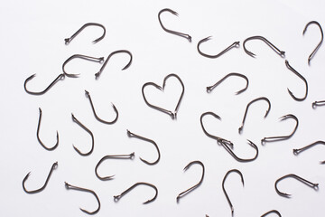 fishing hooks on a white background