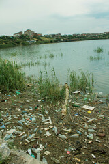 lake with garbage