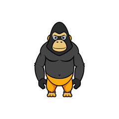 gorilla ,   cartoon, vector, illustration, 3d, ninja, halloween, monster, character, child, hero, funny, people, fun, boy, design, black, samurai, zombie 