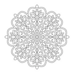 Outline Mandala. Decorative round ornament colouring book page, vector file