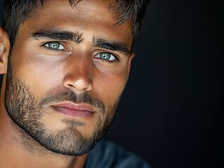 Obraz premium A close up of a man with a beard and blue eyes