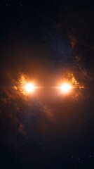 Naklejka premium Stellar phenomenon showcasing two bright stars in a cosmic backdrop