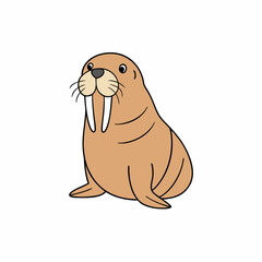 vector illustration of cartoon walrus