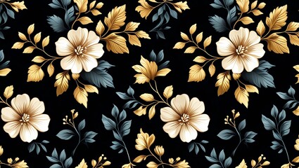 Elegant Gold and Cream Floral Pattern: A Luxurious Seamless Design