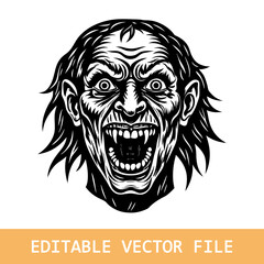  cartoon horror devil, frankenstein, clown, witch, vampire, mummy character faces. vector illustration of evil devil, frankenstein, clown, witch, vampire, mummy smile scary circus
